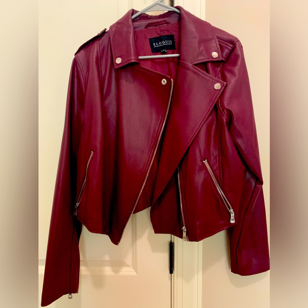 ELOQUI Faux leather jacket. Plum color. Beautiful and soft.